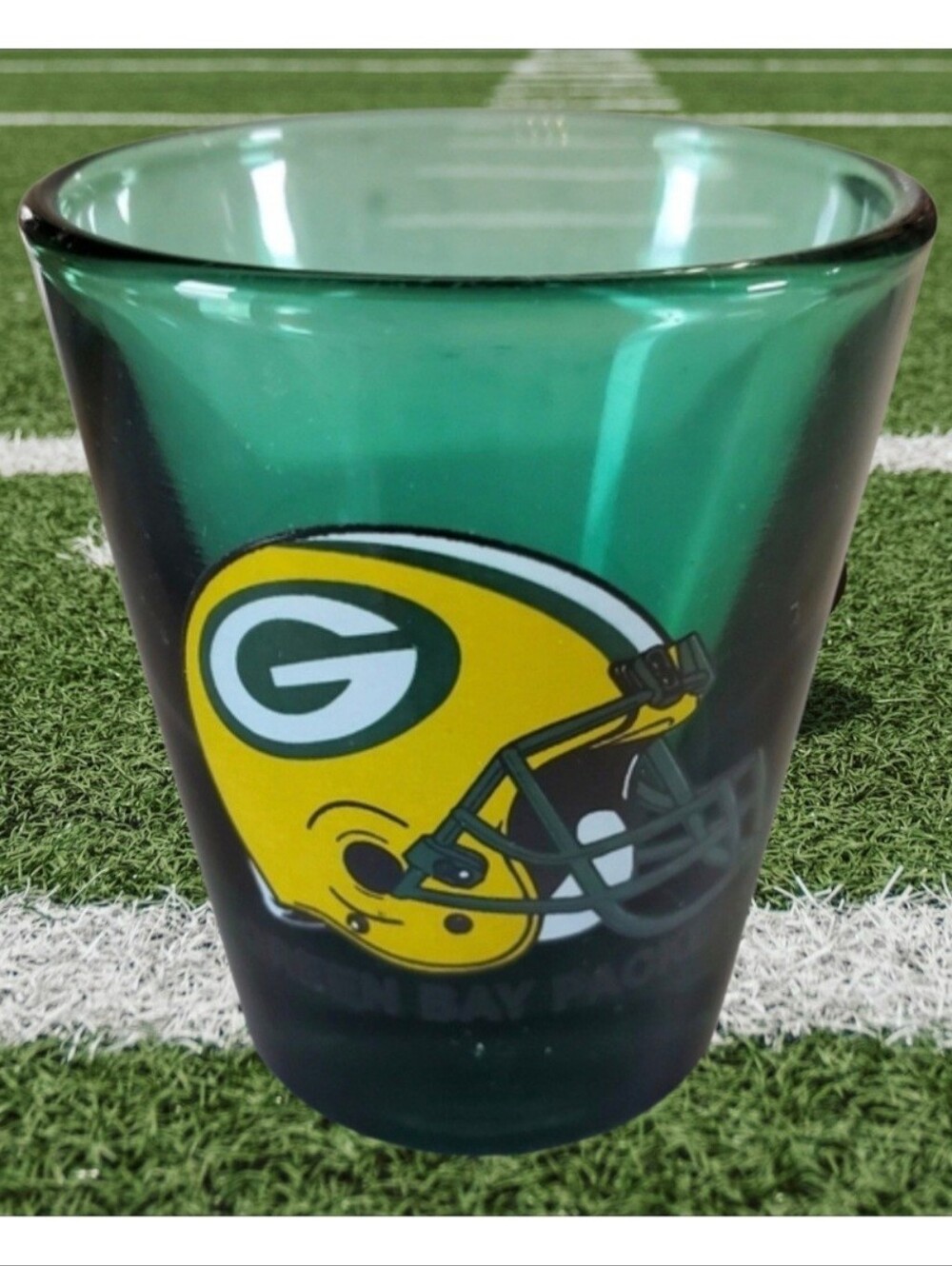 Vintage Green Bay Packers Green Glass Shot Glass